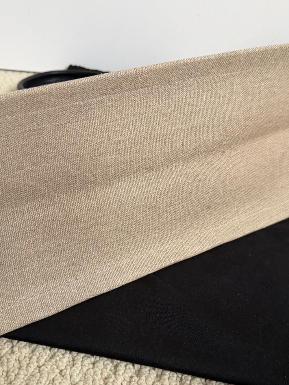 Saint Laurent YSL Rive Gauche White Black Canvas Logo Leather Tote Bag
